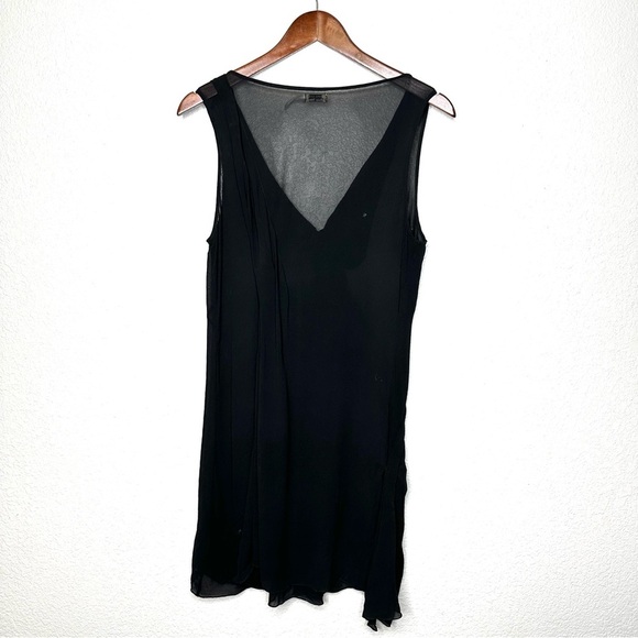 LEON MAX Women's Limited Edition Black Silk Dress Large Pleat Details Sleeveless - Picture 3 of 9